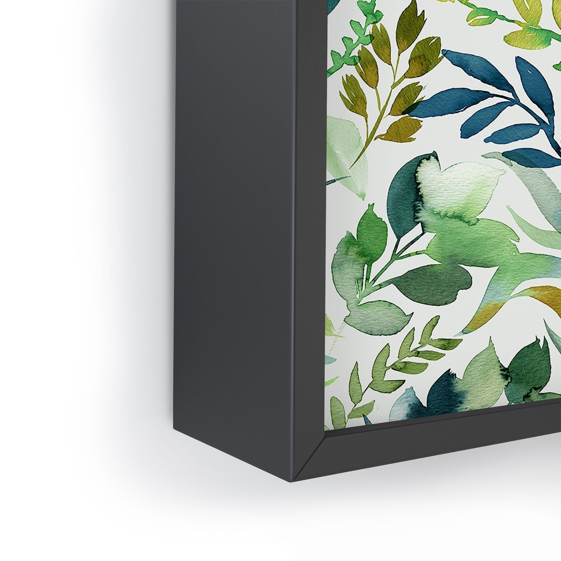 Ninola Design Botanic Retreat Loose Botanical Leaves Watercolor Green Framed Mini Art Print