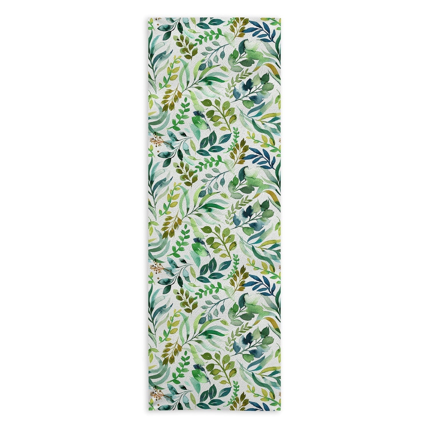 Ninola Design Botanic Retreat Loose Botanical Leaves Watercolor Green Yoga Towel