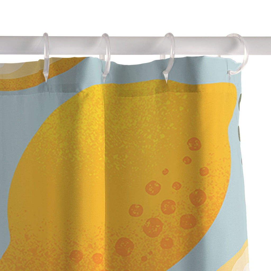 Jessica Molina Lemon Pattern on Sky Blue Shower Curtain