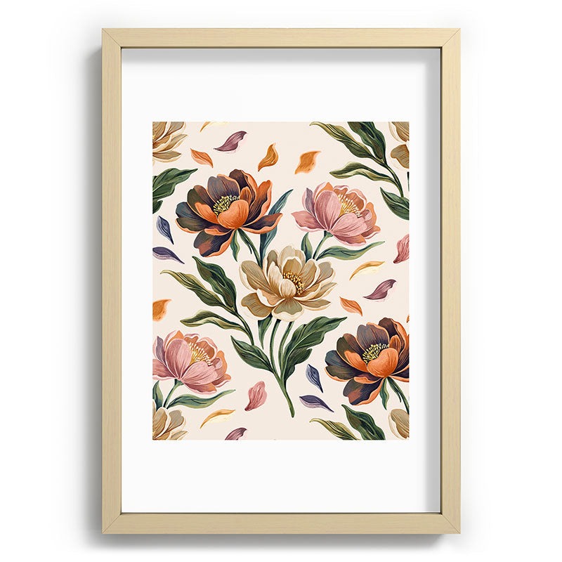 Marta Barragan Camarasa Hand Painted Peony Florals Recessed Framing Rectangle