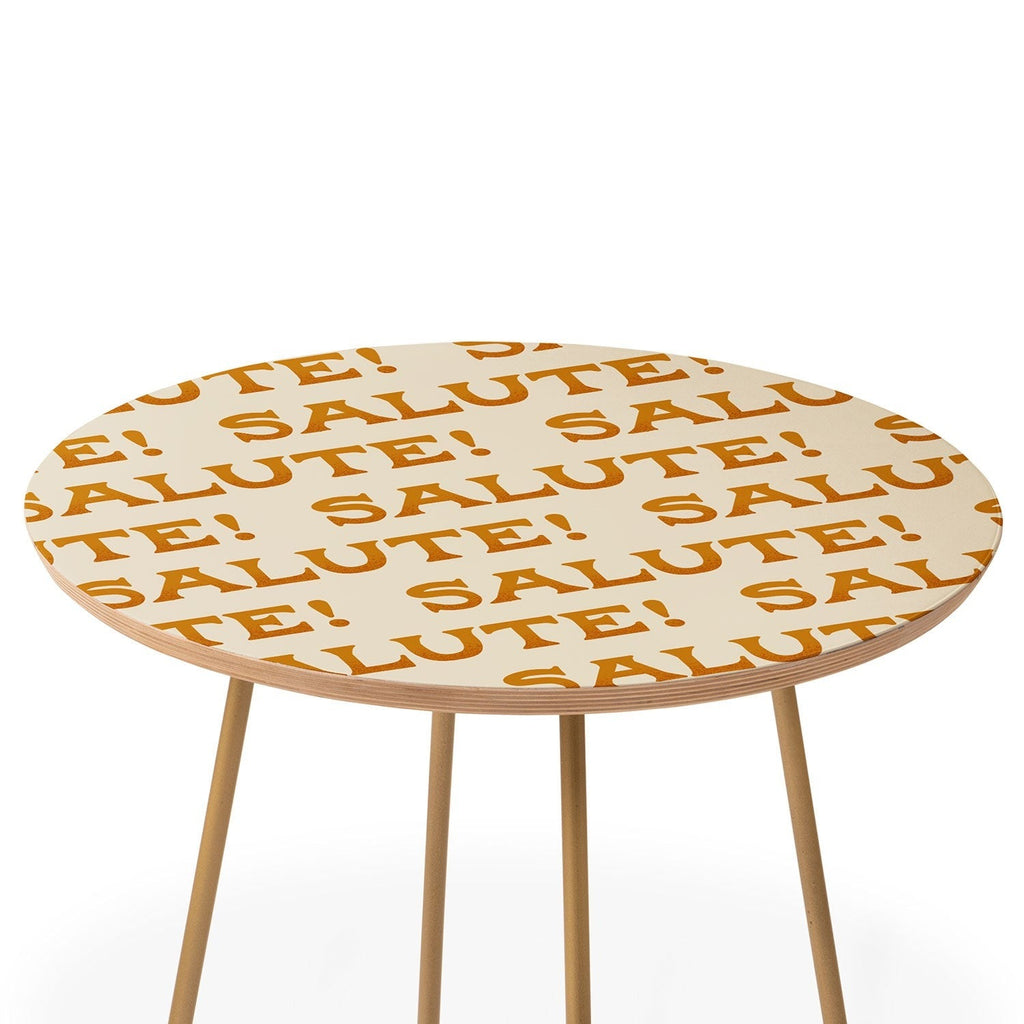 Jessica Molina Salute Gold Pattern on Cream Round Side Table