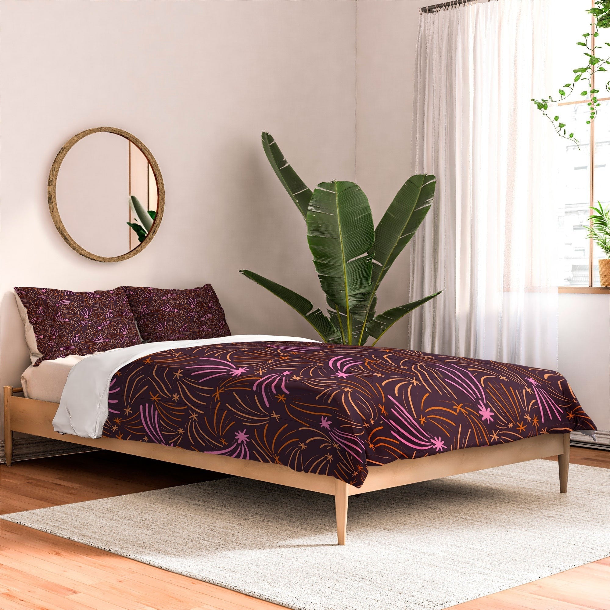 Little Om Pattern Shooting Stars plum Comforter