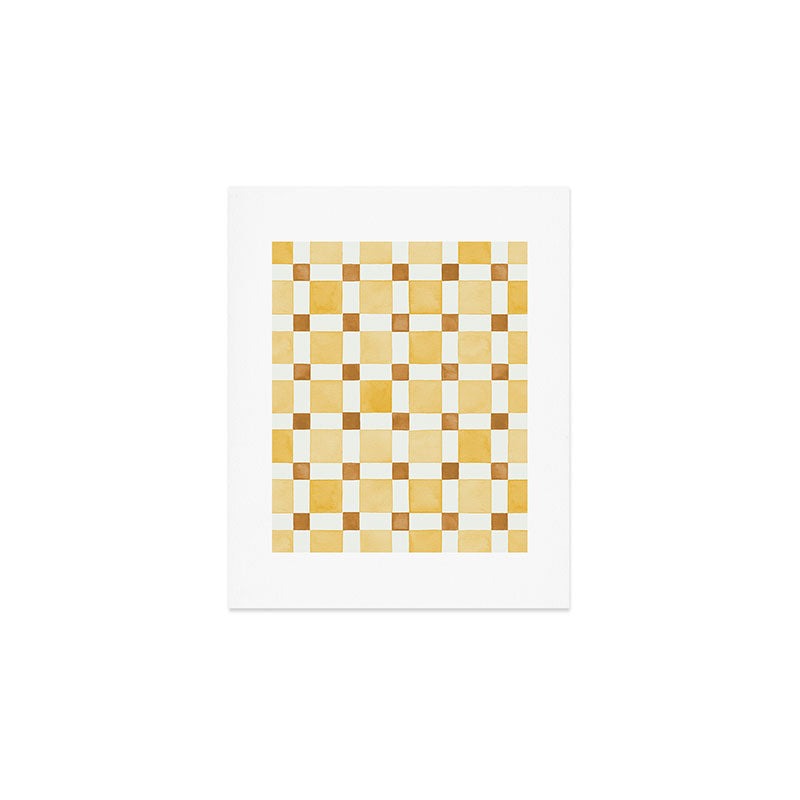 Ninola Design Everyday Artifact Checker Mosaic Tiles Geometry Yellow Art Print