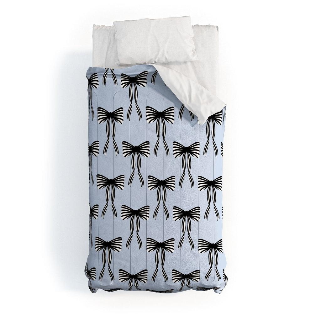 Design by Spark Black Striped Bows Comforter