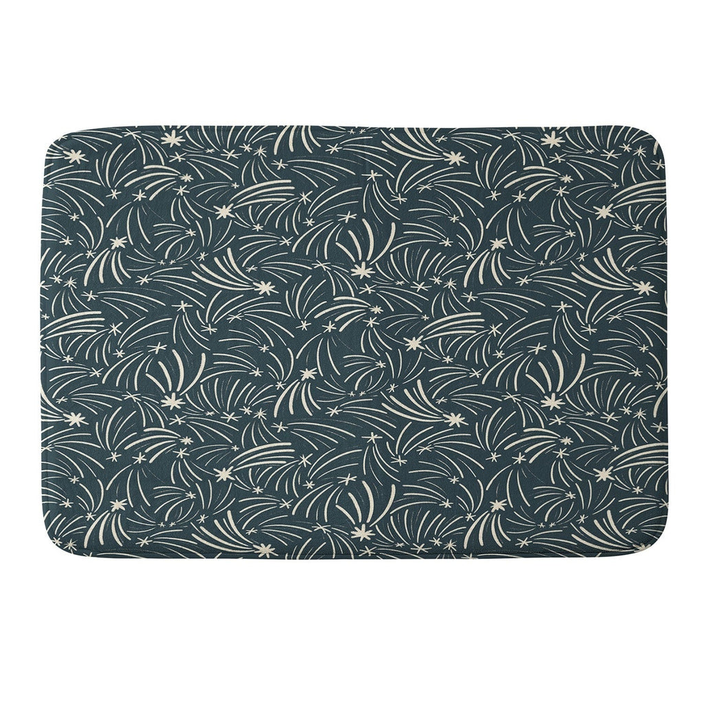 Little Om Pattern Shooting Stars blue Memory Foam Bath Mat
