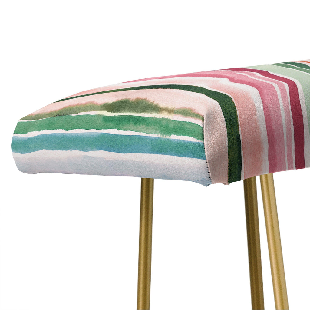 Ninola Design Botanic Retreat Watercolor Stripes Green Orange Red Bench