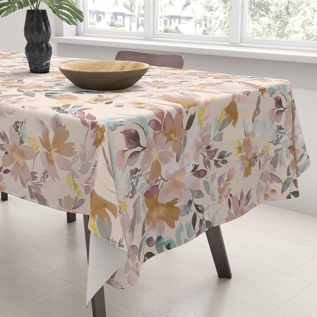 Ninola Design Botanic Retreat Floral Oleander Whimsical Soft Pink Tablecloth