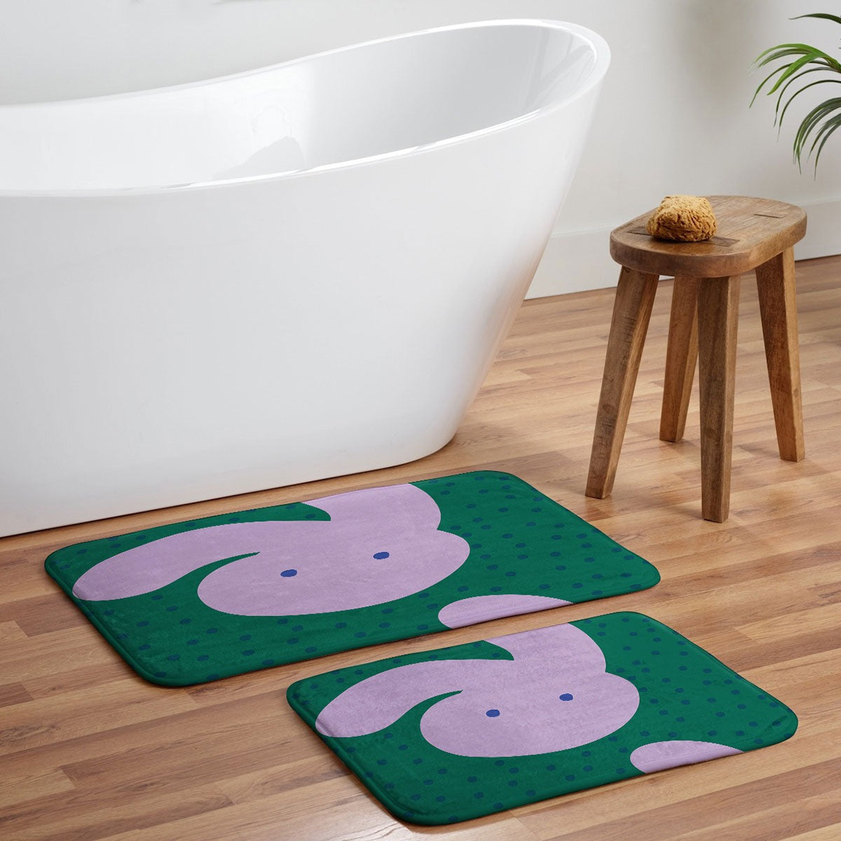 Camilla Foss Pebbles and Rabbit Memory Foam Bath Mat