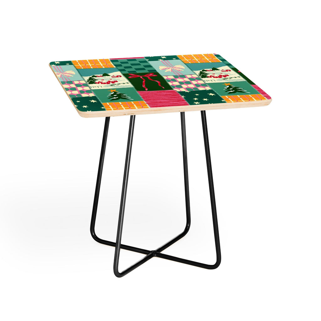 LouBruzzoni Cozy Christmas Patchwork Side Table