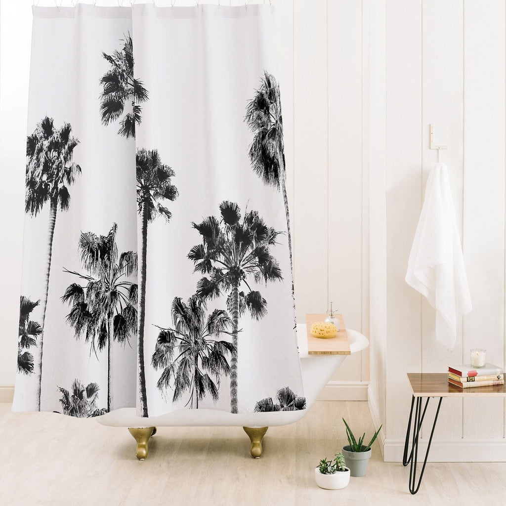 Gal Design Black And White Palms Shower Curtain