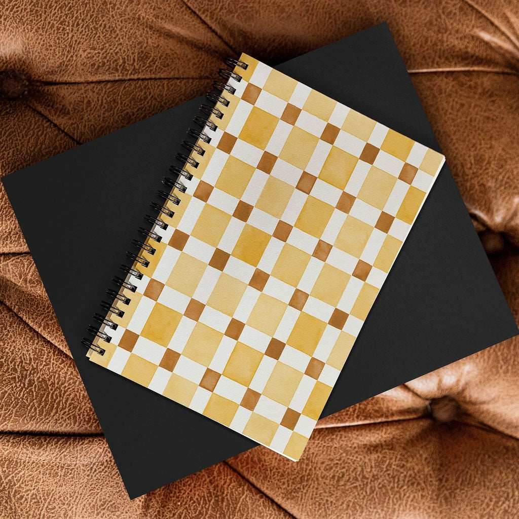 Ninola Design Everyday Artifact Checker Mosaic Tiles Geometry Yellow Spiral Notebook