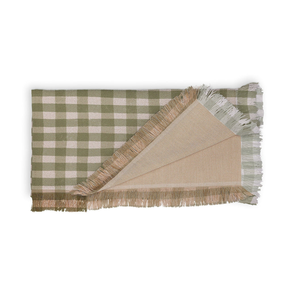Menina Lisboa Rustic Green Plaid Throw Blanket