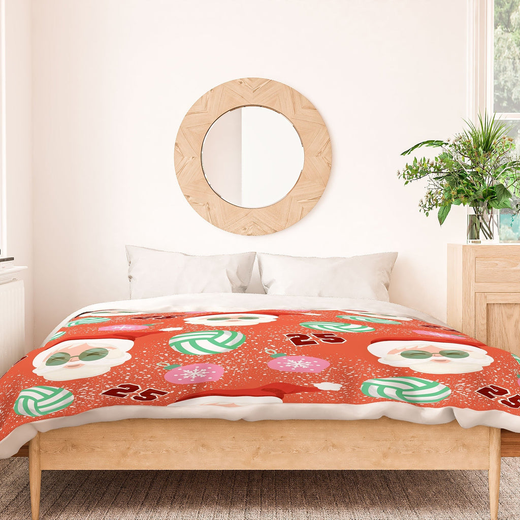 Design by Spark Sporty Volleyball Santa Duvet Cover