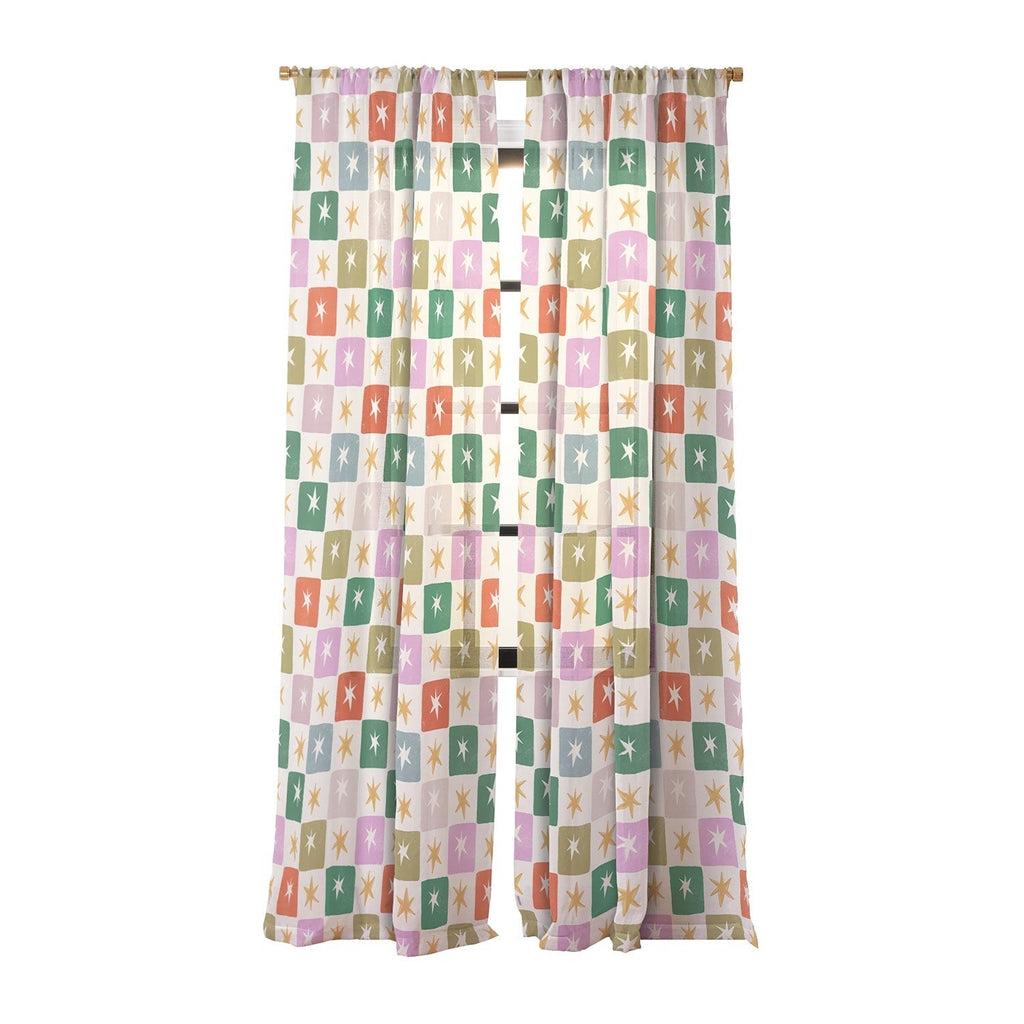 LouBruzzoni Retro Star Block Pattern Sheer Non Repeat