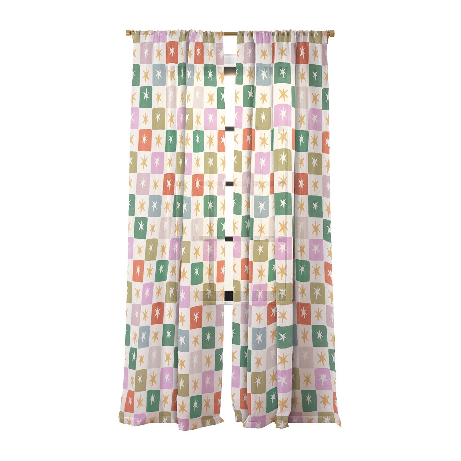 LouBruzzoni Retro Star Block Pattern Sheer Non Repeat