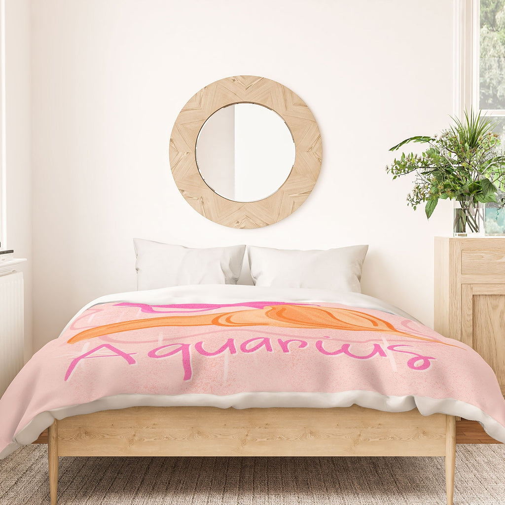 Little Om Zodiac Sign Aquarius Duvet Cover