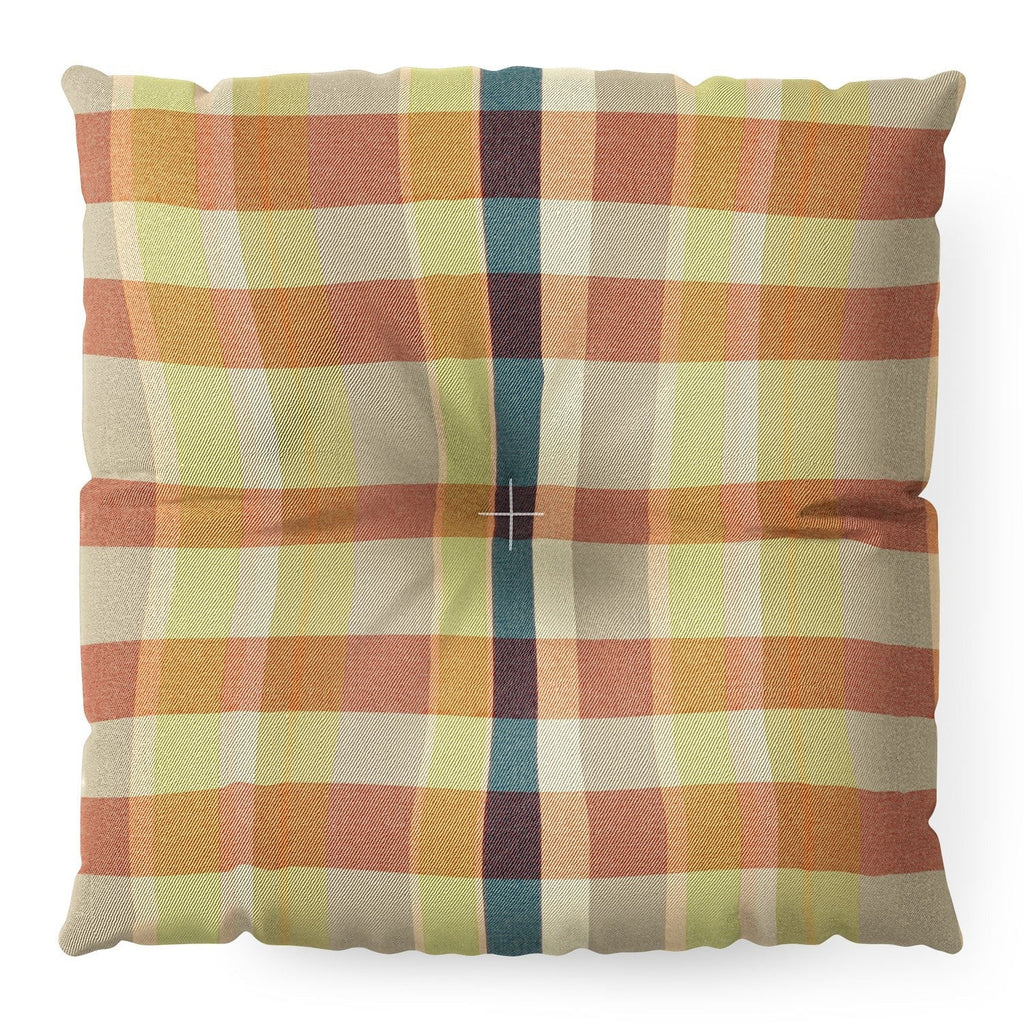 Marta Barragan Camarasa Retro Picnic Plaid Warm Tones Floor Pillow Square