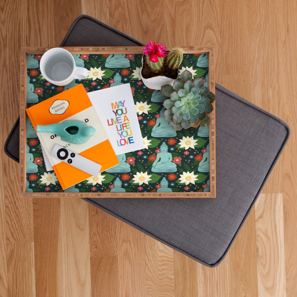 Design by Spark Meditating Lotus Buddha Rectangular Tray