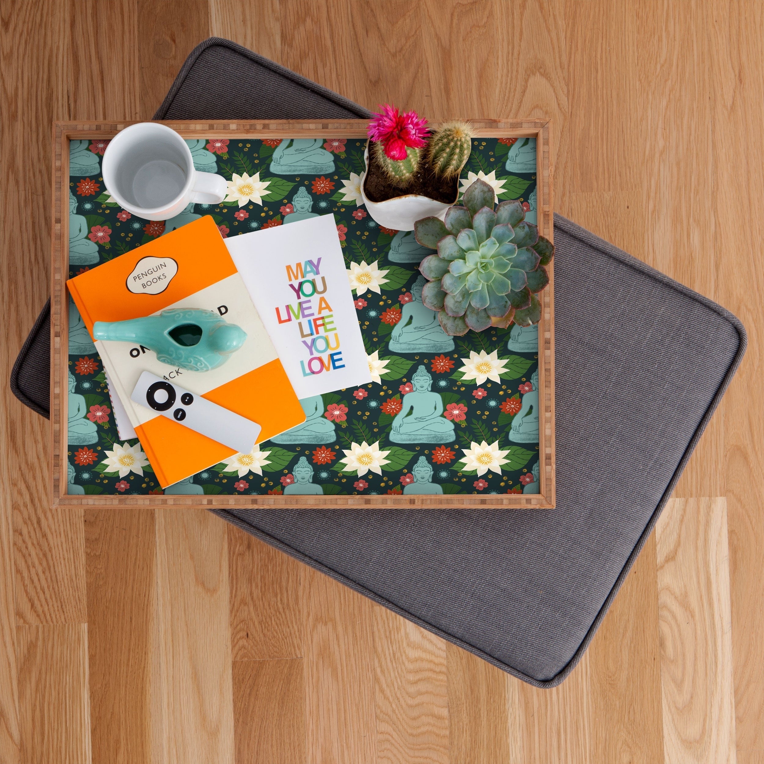Design by Spark Meditating Lotus Buddha Rectangular Tray