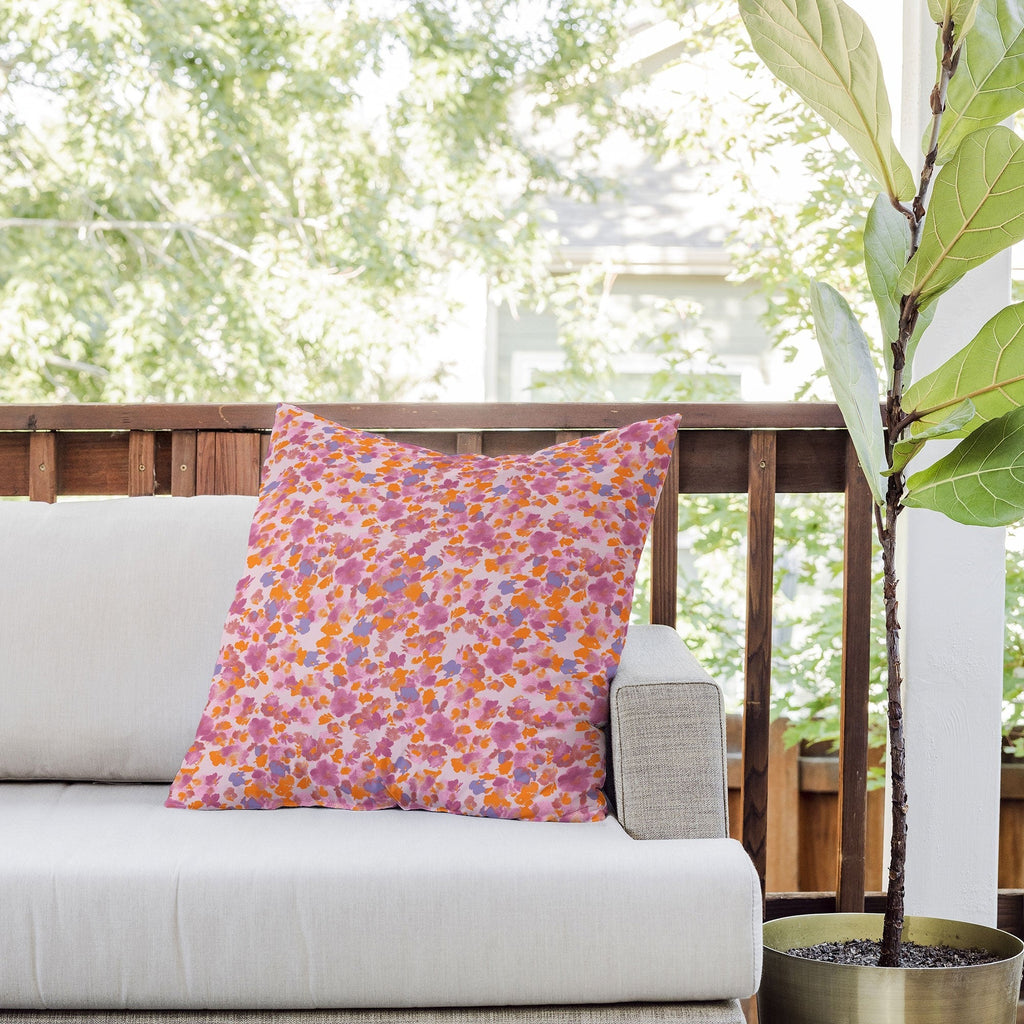 Gabriela Fuente Day Dreaming Watercolor Pink Outdoor Throw Pillow