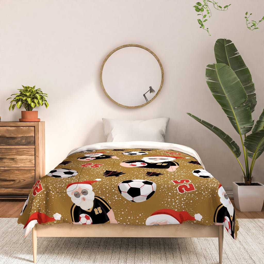 Design by Spark Sporty Soccer Santa Holiday Comforter