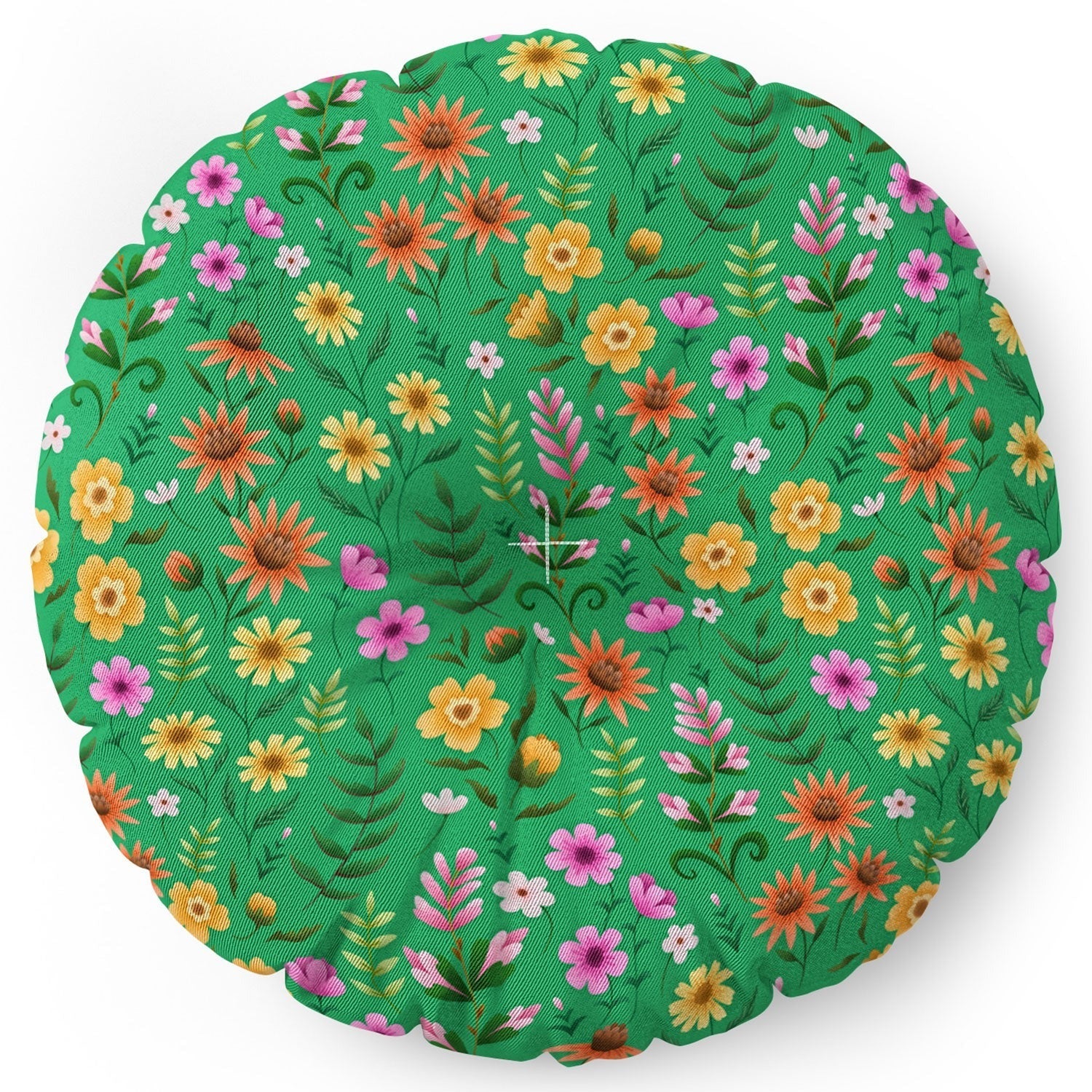 Pimlada Phuapradit Ditsy Spring Floral Green Floor Pillow Round