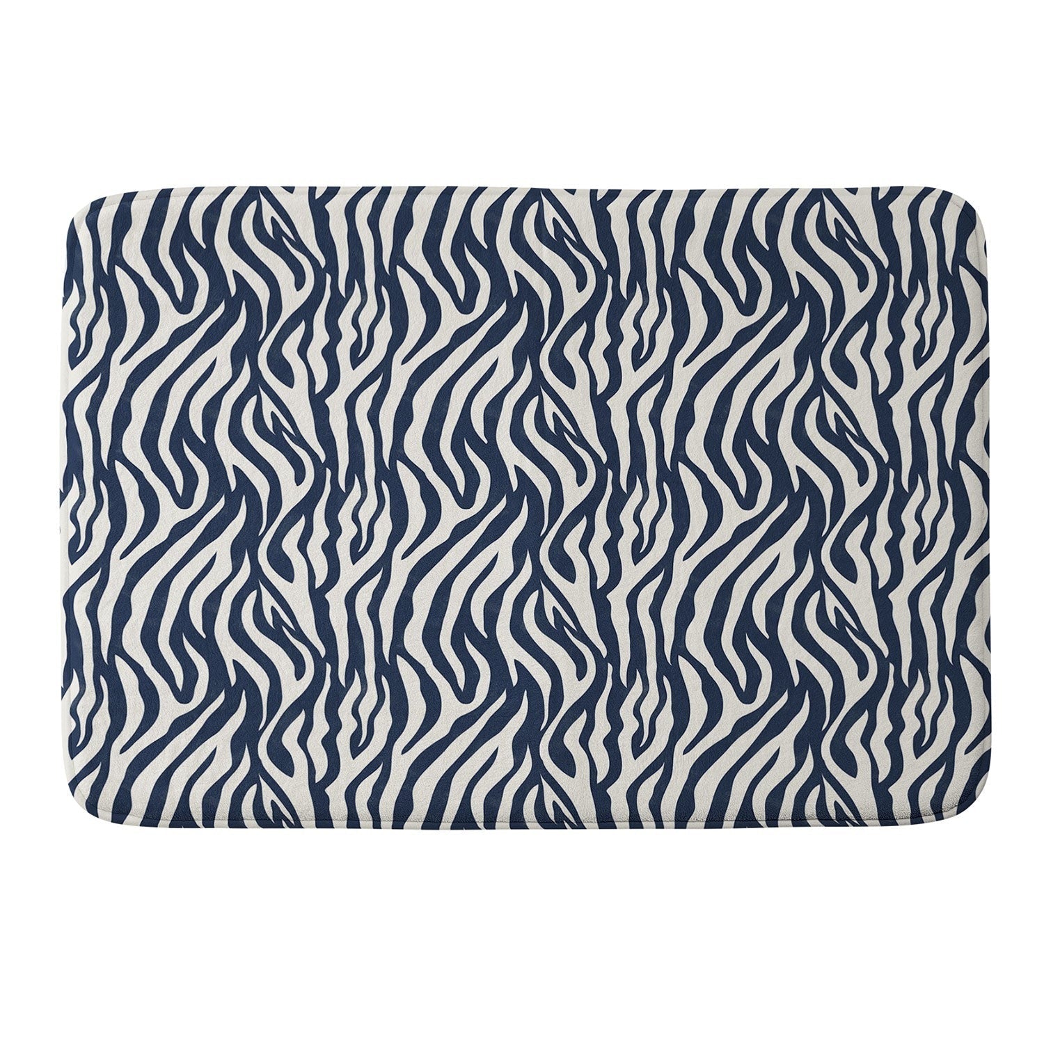 Avenie BR Navy Tiger Stripes Memory Foam Bath Mat