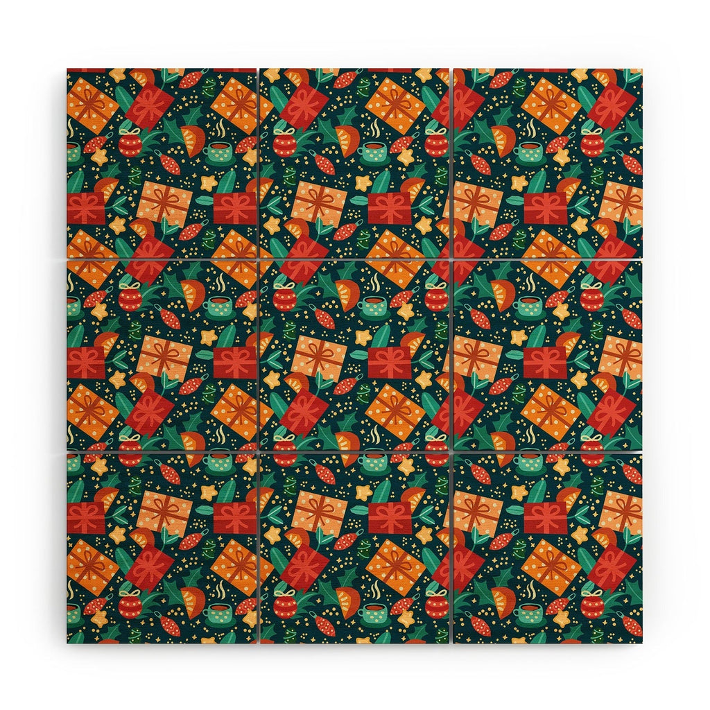 Valeria Frustaci Christmas pattern Wood Wall Mural