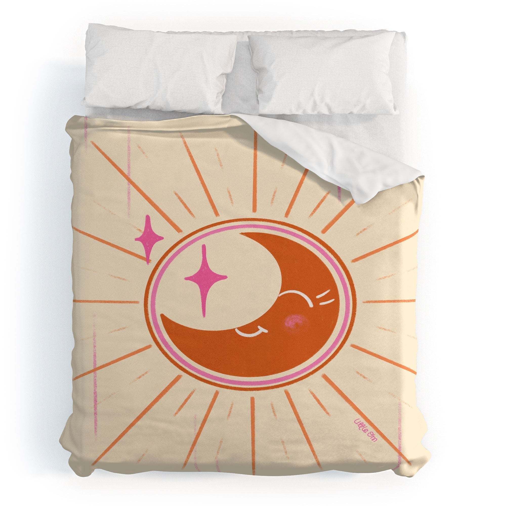 Little Om Celestial Moon cream Duvet Cover