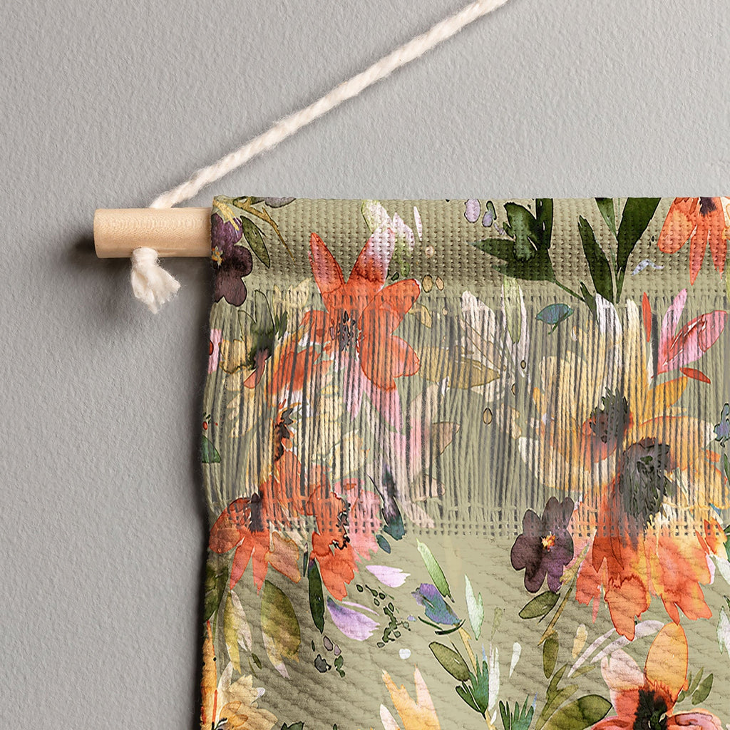 Ninola Design Botanic Retreat Painterly Tropical Flowers Sage Green Wall Hanging Portrait