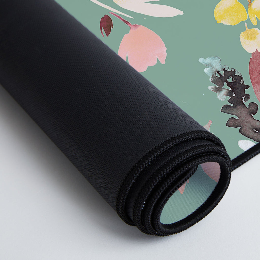 Ninola Design Botanic Retreat Floral Oleander Whimsical Teal Green Desk Mat