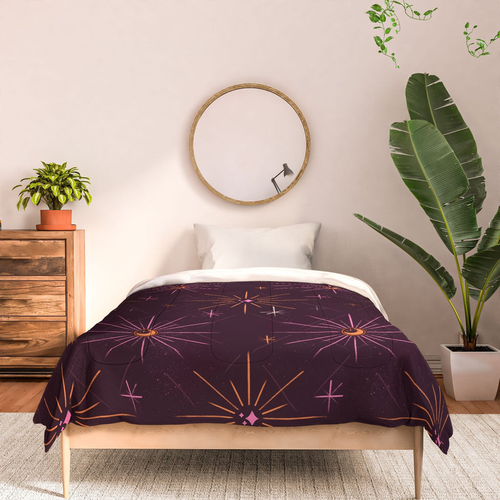 Little Om Pattern Little Moon plum Comforter