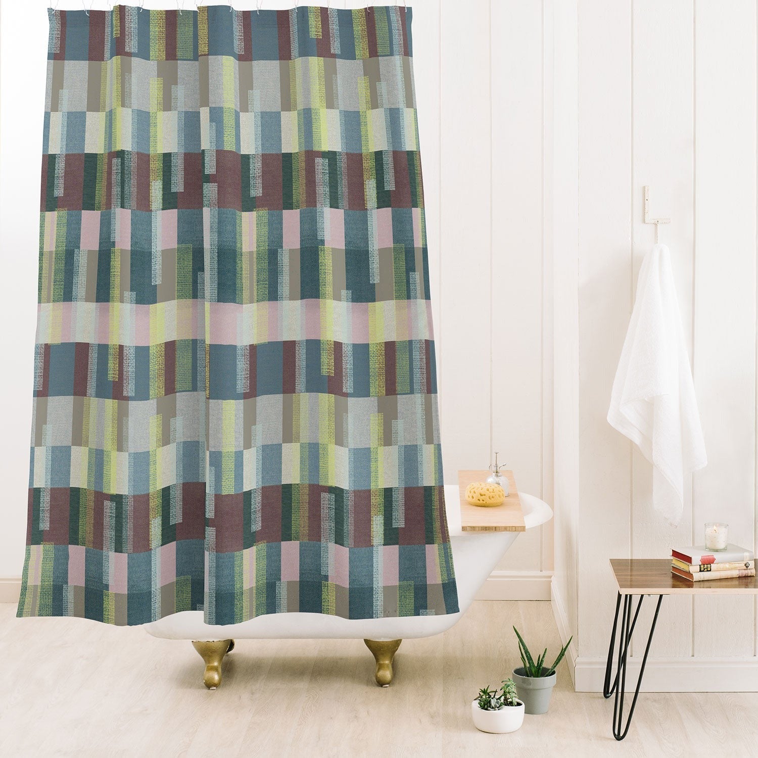 Marta Barragan Camarasa Dynamic Linear Blocks Shower Curtain