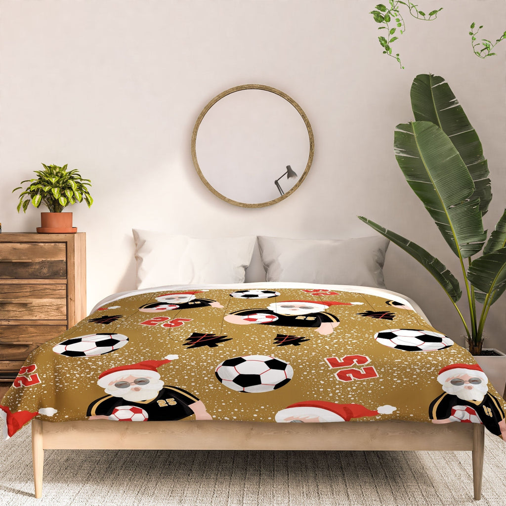 Design by Spark Sporty Soccer Santa Holiday Comforter