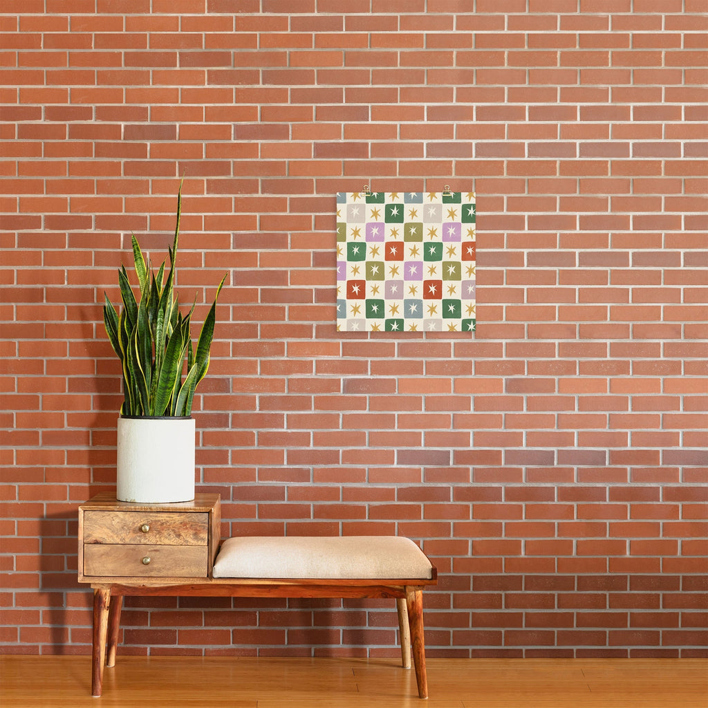 LouBruzzoni Retro Star Block Pattern Art Print