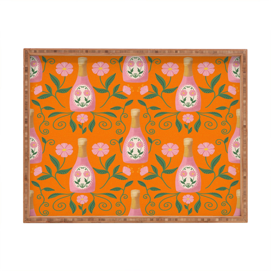Design by Spark Rose Bubbly And Florals Rectangular Tray