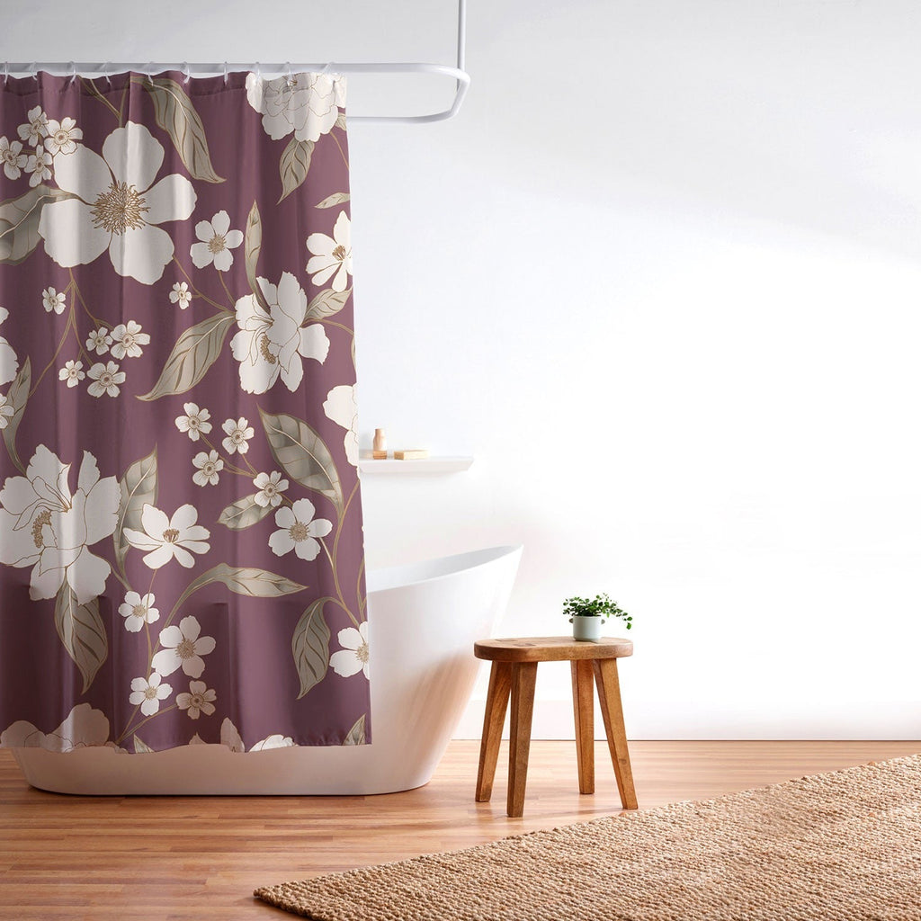 Gabriela Fuente Burgundy Floral Roberta Shower Curtain