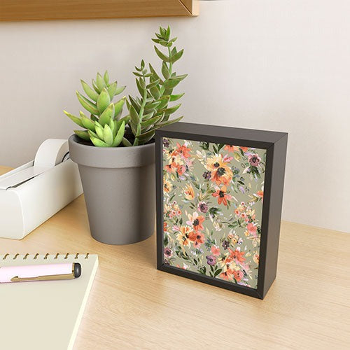 Ninola Design Botanic Retreat Painterly Tropical Flowers Sage Green Framed Mini Art Print