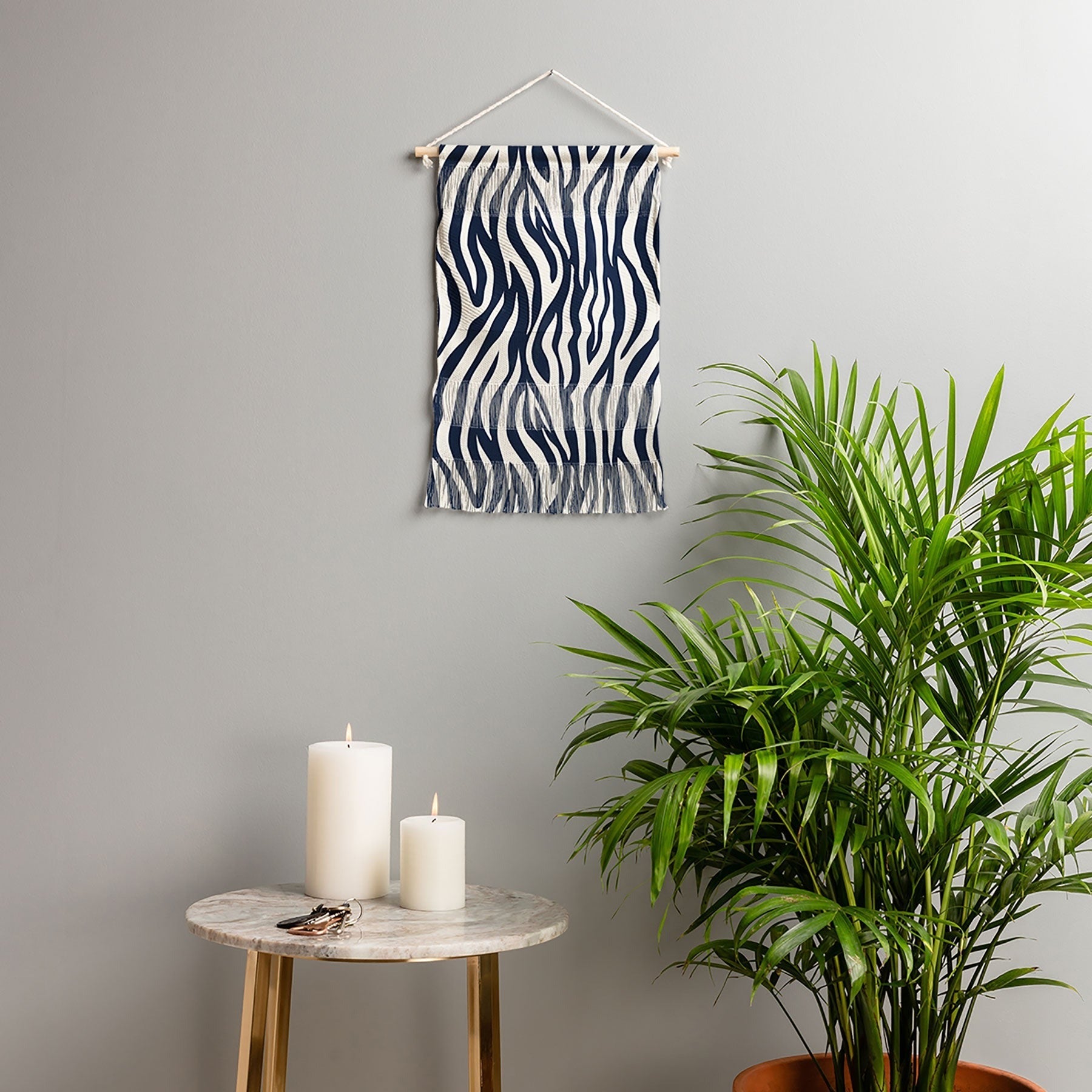 Avenie BR Navy Tiger Stripes Wall Hanging Portrait