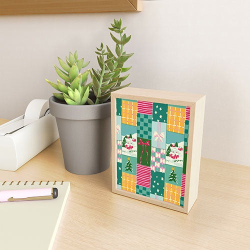 LouBruzzoni Cozy Christmas Patchwork Framed Mini Art Print
