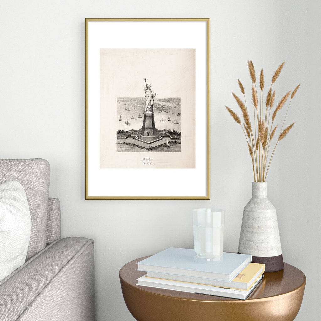 DENY Designs Vintage Lady Liberty Metal Framed Art Print