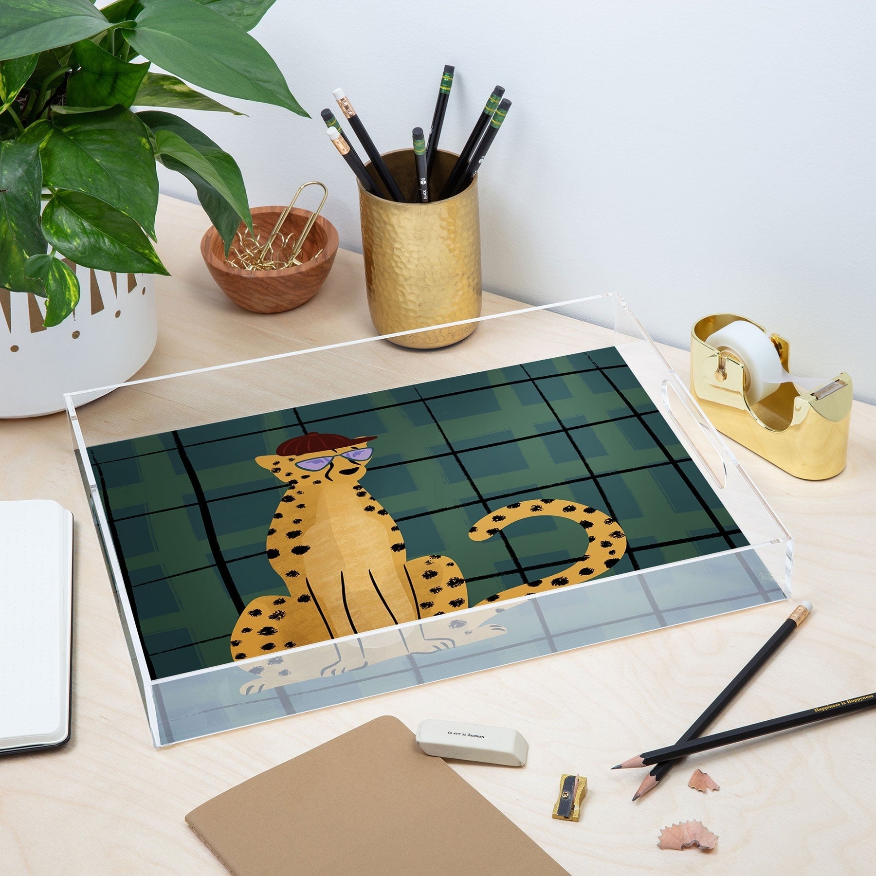 Design by Spark Cheetah Cool Cat Acrylic Tray