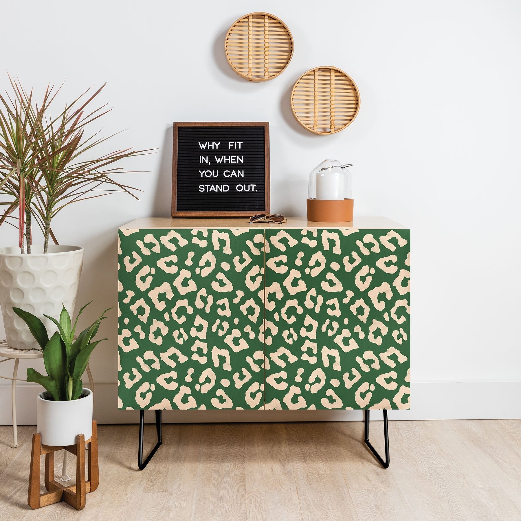 Avenie BR Cheetah Print In Green Credenza