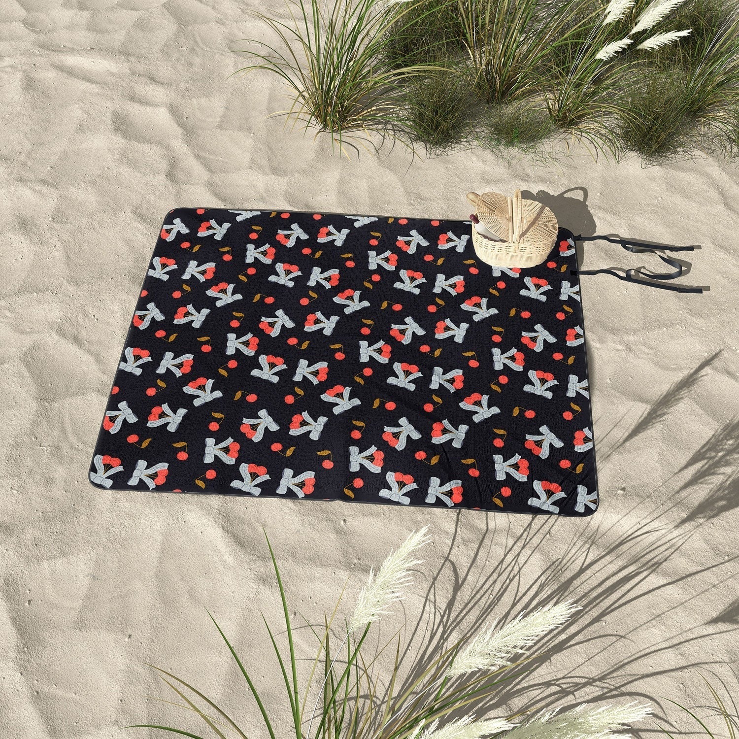 Jennifer Labre Cherries and Bows Picnic Blanket