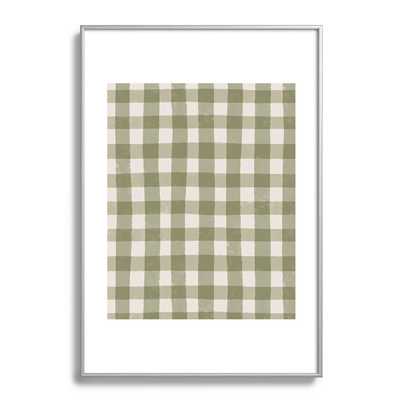 Menina Lisboa Rustic Green Plaid Metal Framed Art Print