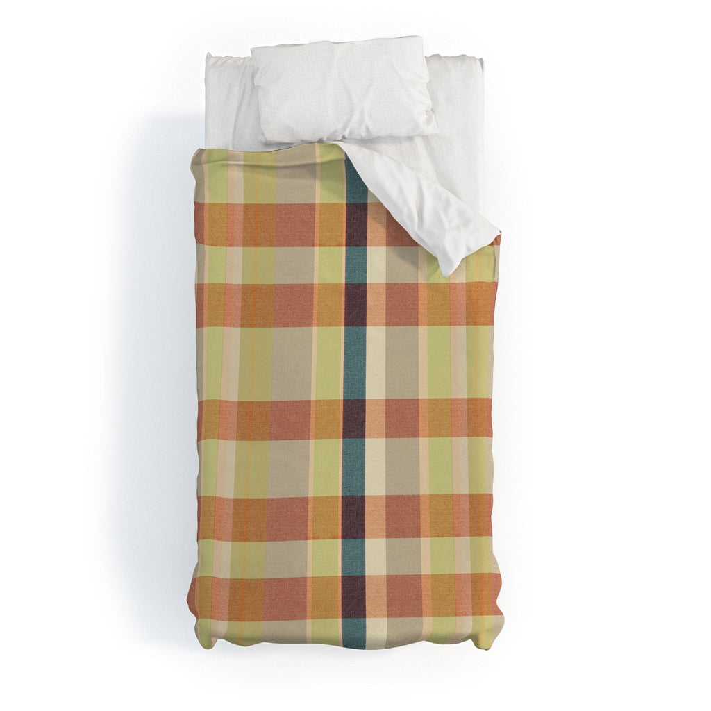 Marta Barragan Camarasa Retro Picnic Plaid Warm Tones Duvet Cover