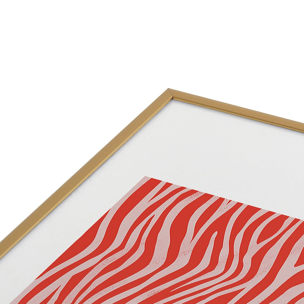 Avenie BR Red Zebra Stripe Metal Framed Art Print