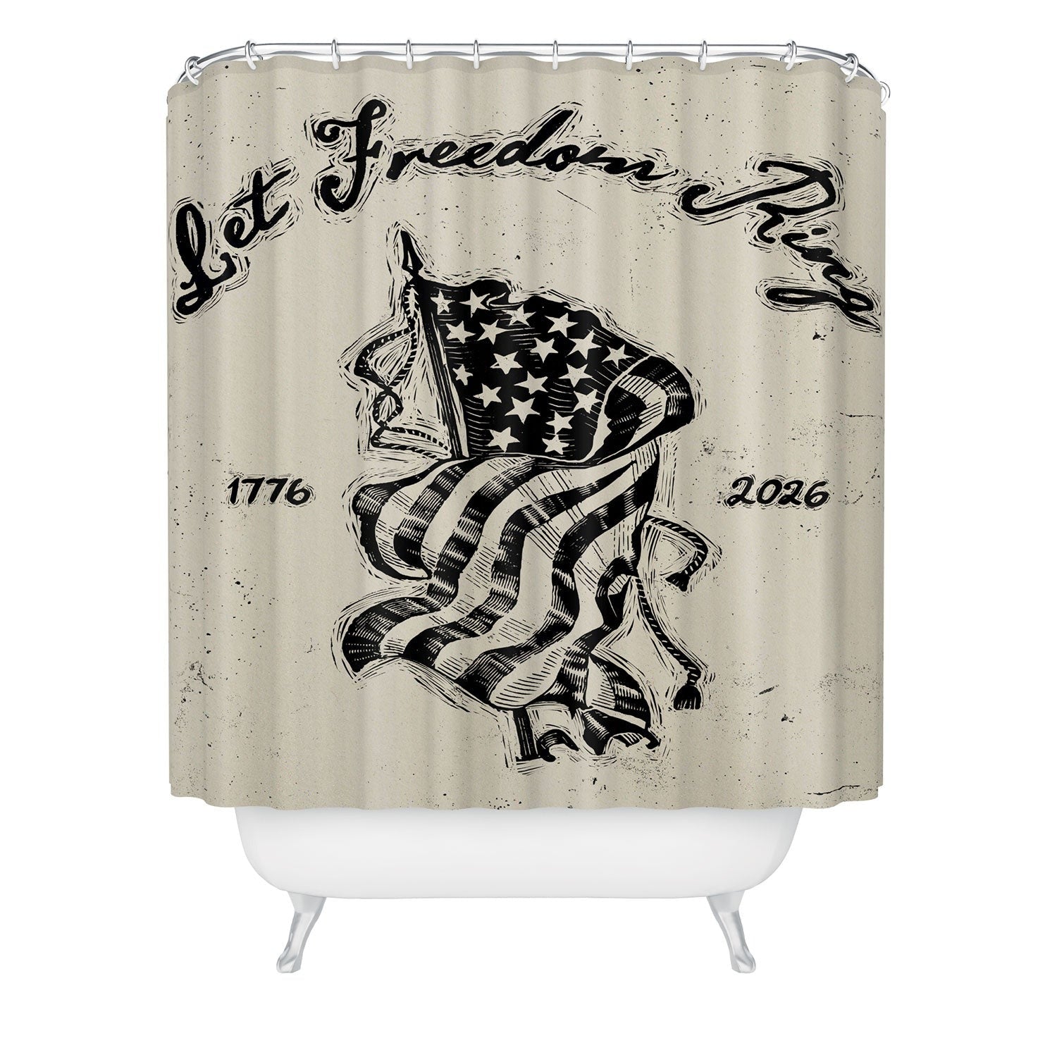 DENY Designs Let Freedom Ring Block Shower Curtain