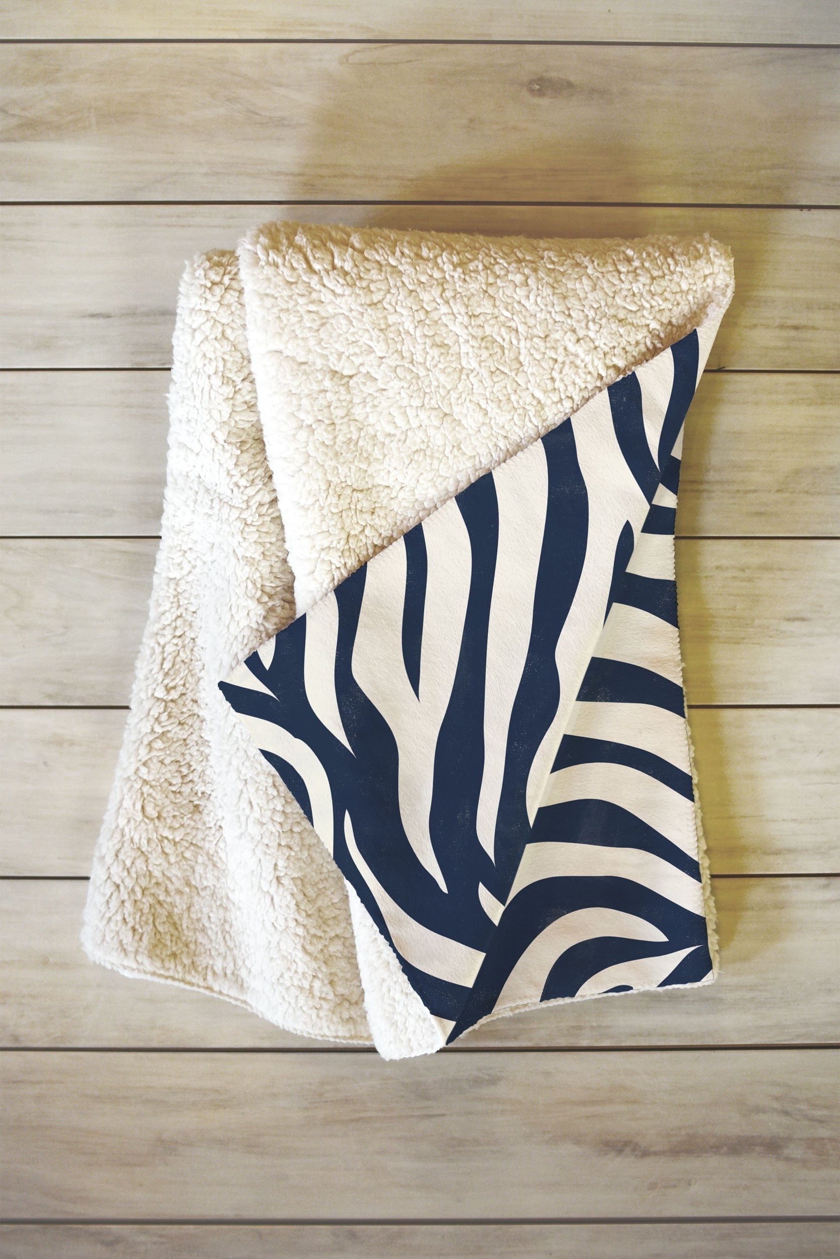 Avenie BR Navy Tiger Stripes Fleece Throw Blanket