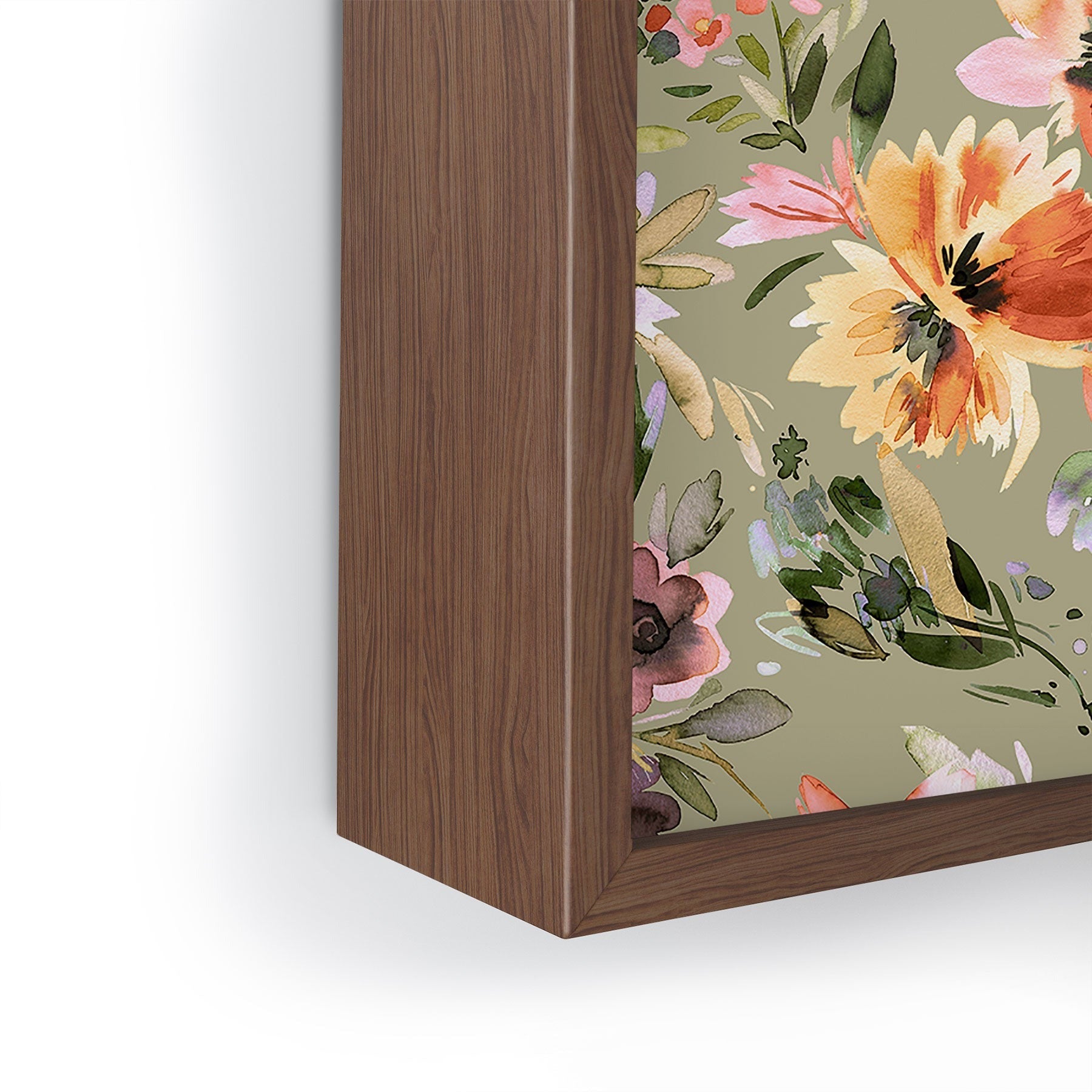 Ninola Design Botanic Retreat Painterly Tropical Flowers Sage Green Framed Mini Art Print